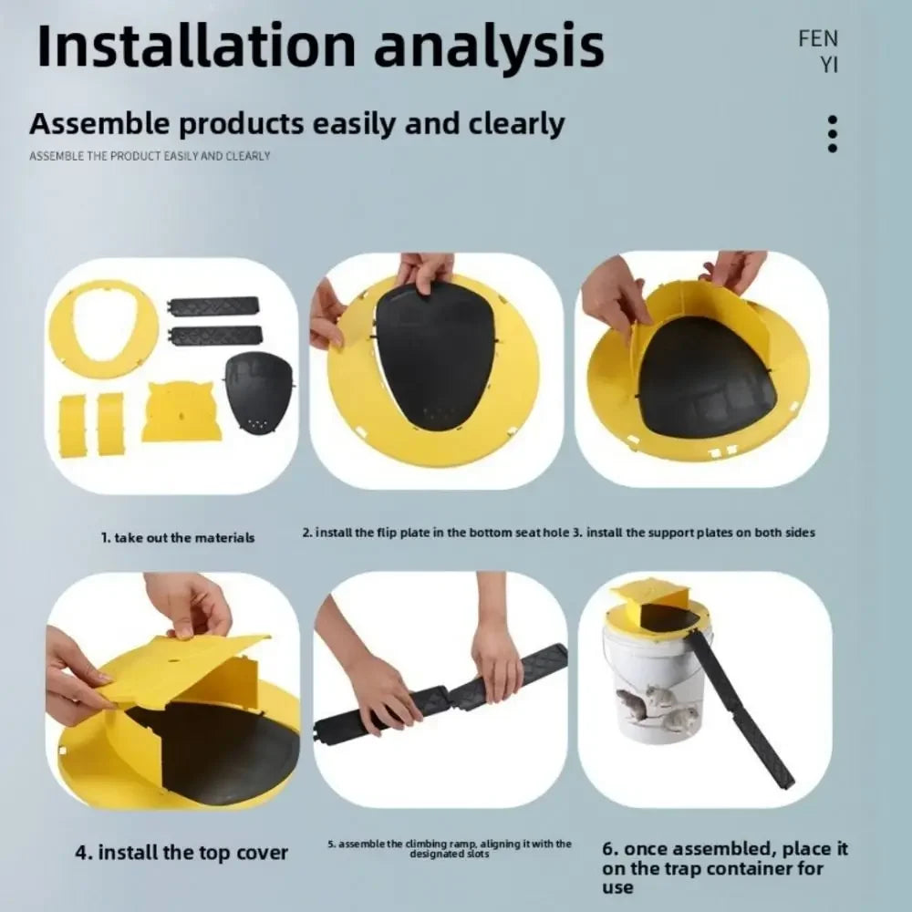 Yellow Owl Double End Bucket Flip Style Humane Mouse Trap Auto Reset Multi Catch Reusable Design For Indoor Home Outdoor Use