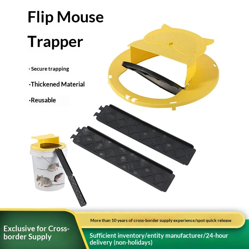 Yellow Owl Double End Bucket Flip Style Humane Mouse Trap Auto Reset Multi Catch Reusable Design For Indoor Home Outdoor Use